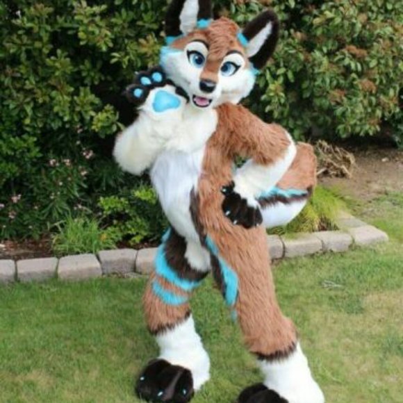 2020 Halloween Long Fursuit Husky Dog Fox Mascot Costume Suit Cosplay Dress Xmas